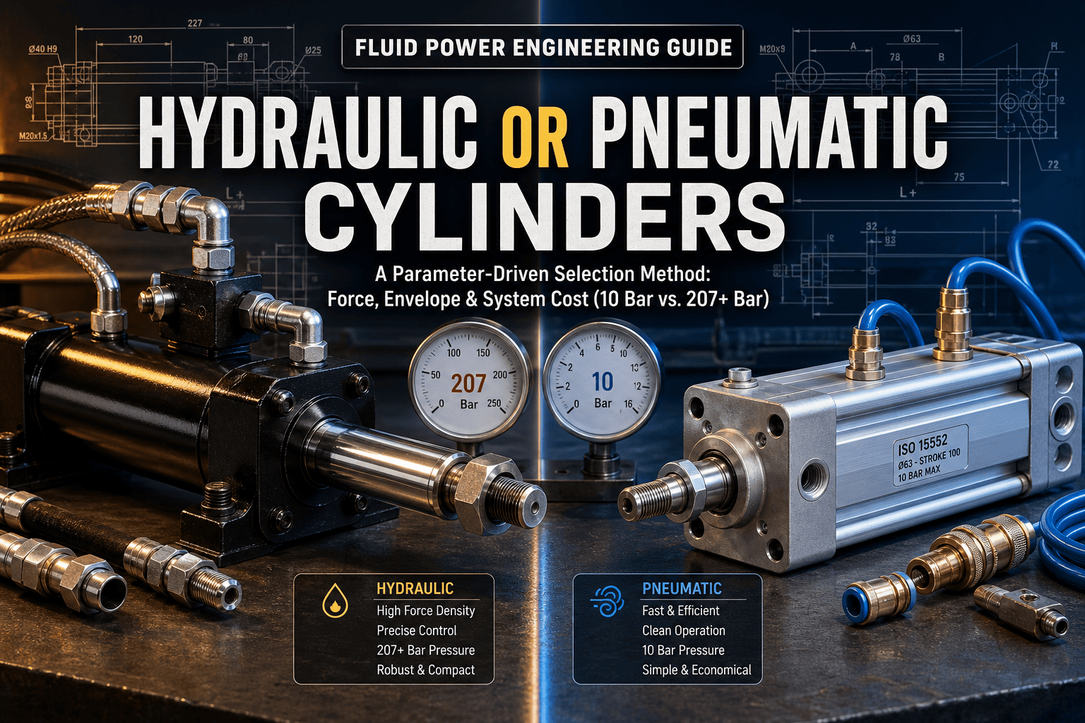 Vérin hydraulique ou pneumatique : une méthode de sélection basée sur des paramètres